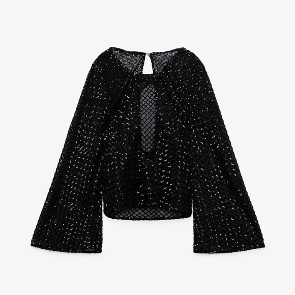 NWT ZARA NET-STYLE SEQUIN TOP - Picture 2 of 8